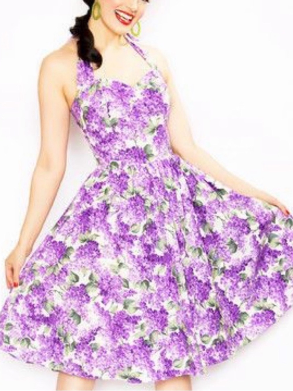 Bernie Dexter Purple Floral Halter Midi Dress